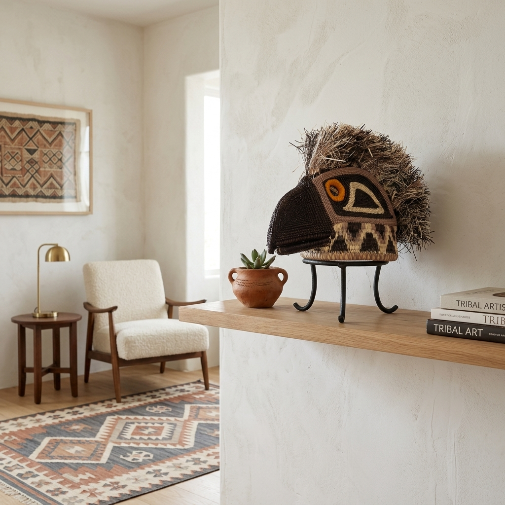 Eagle Spirit Mask - Handwoven Emberá Wall Art