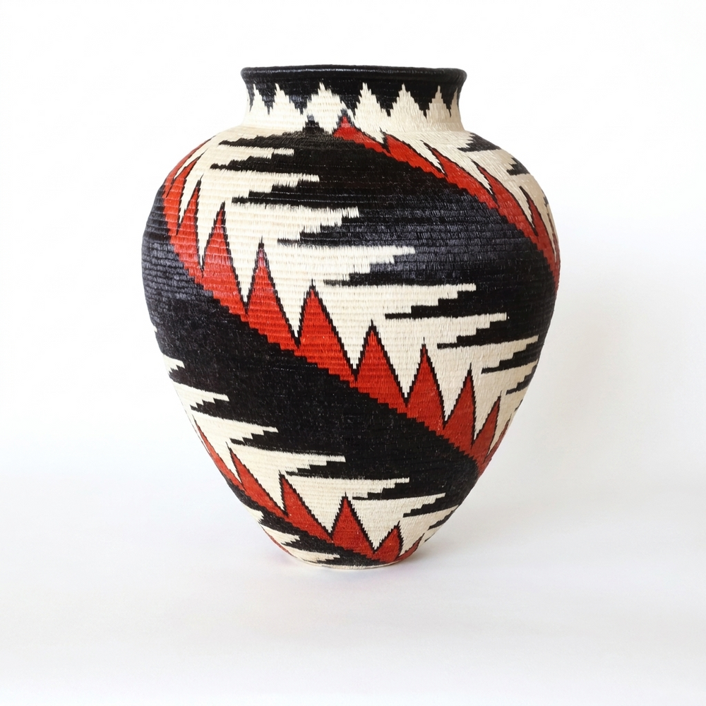 Red and black feather hosig di basket, second view