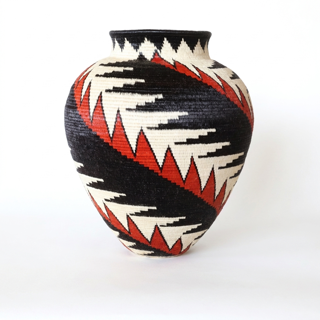Red and black feather hosig di basket, second view