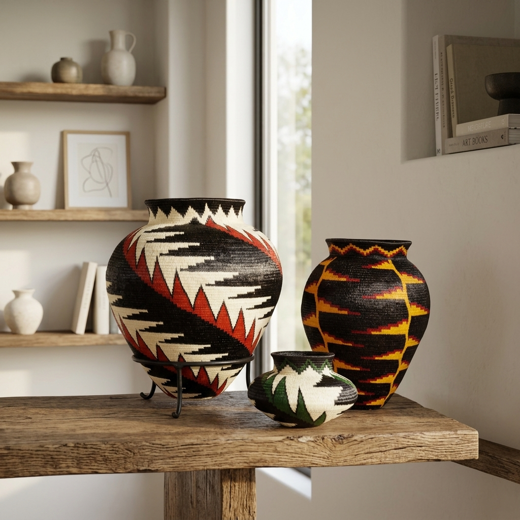 Midnight Golden Heliconia Basket - Handwoven Wounaan Art