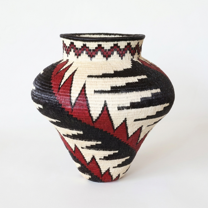 Tapered red feather hosig di basket, second view