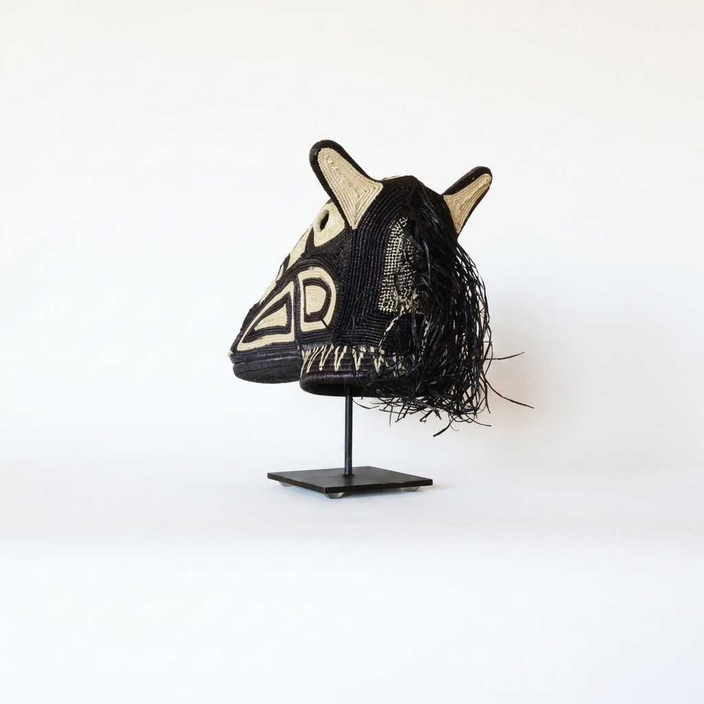 Dark Geometry Horse Mask - Handwoven Emberá Art