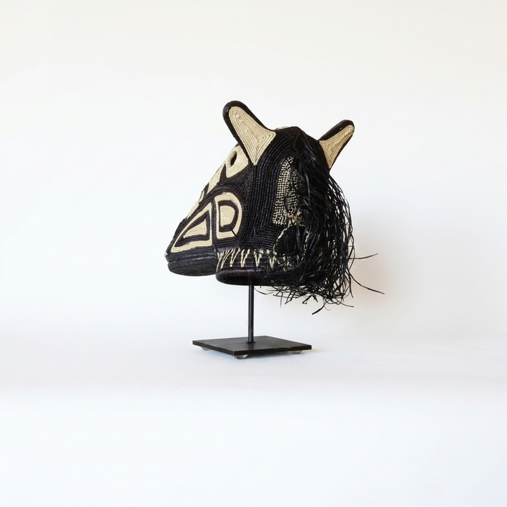 Dark Geometry Horse Mask - Handwoven Emberá Art