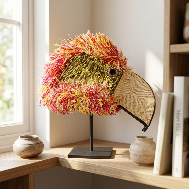 Parrot Spirit Mask - Handwoven Emberá Wall Art