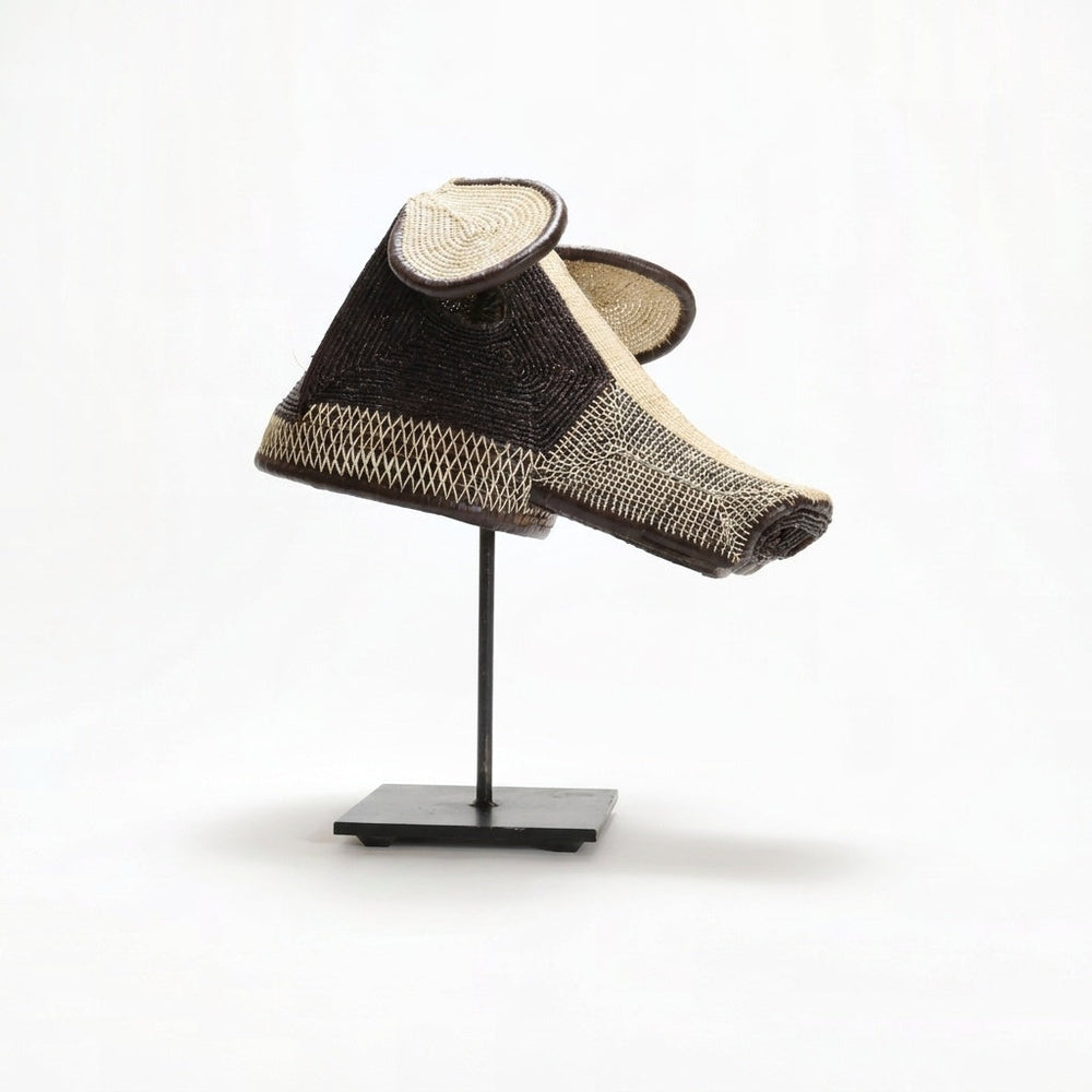 Loyal companion dog mask, warm brown palm fiber with cream muzzle and floppy ears