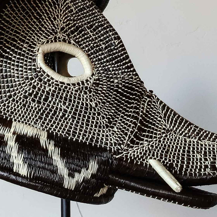 Detail of the cross-hatch weave on an Emberá elephant mask