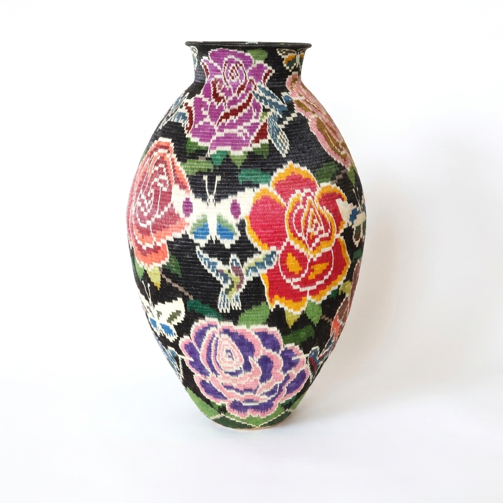 Floral on black hosig di basket, fourth view