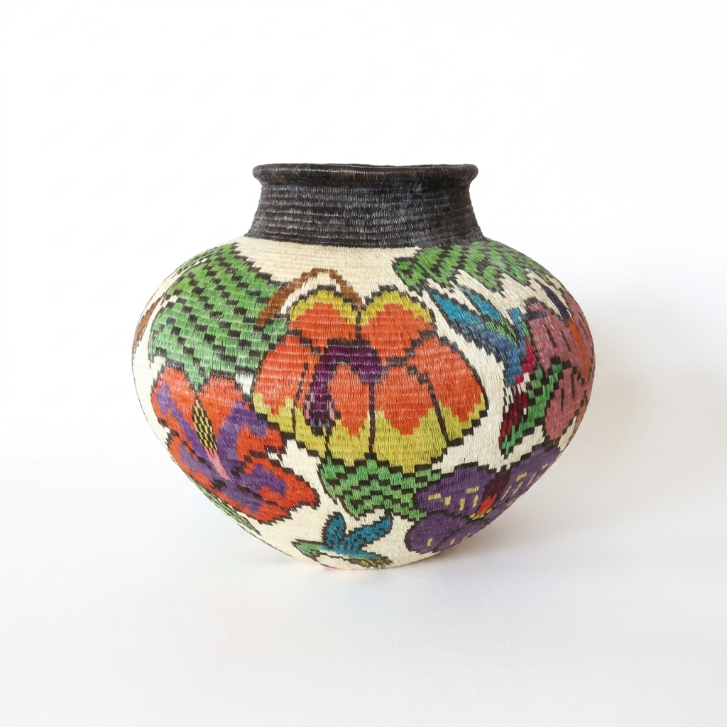 Floral hosig di basket, front view