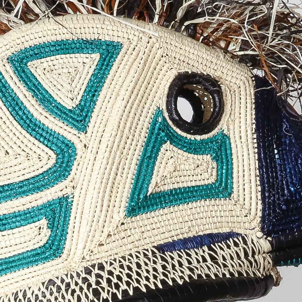 Indigo Hummingbird - Emberá Woven Mask detail