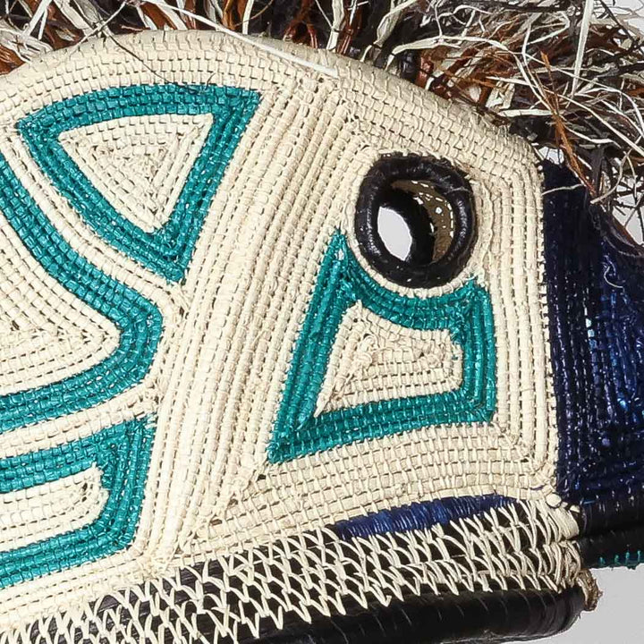 Indigo Hummingbird - Emberá Woven Mask detail
