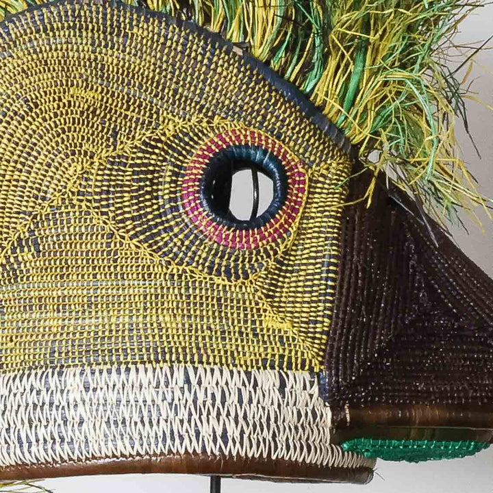 Emerald Hummingbird - Emberá Woven Mask detail
