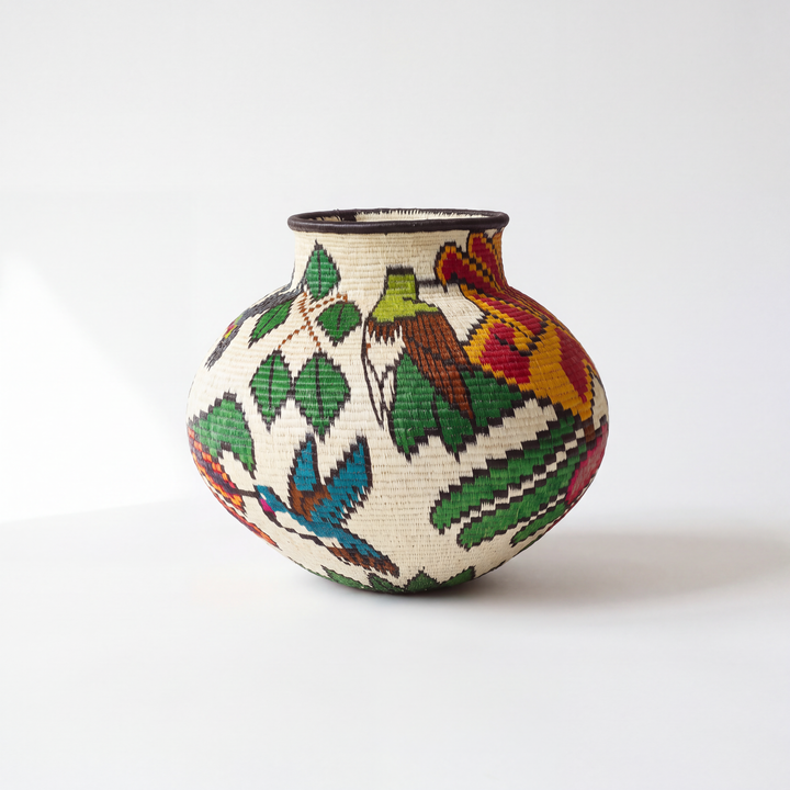 Floral Hummingbird III - Panama Wounaan Basket