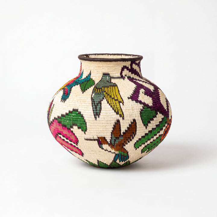 Floral Hummingbird III - Panama Wounaan Basket