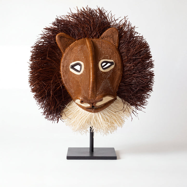Tawny Lion Woven Mask - Embera Wall Art
