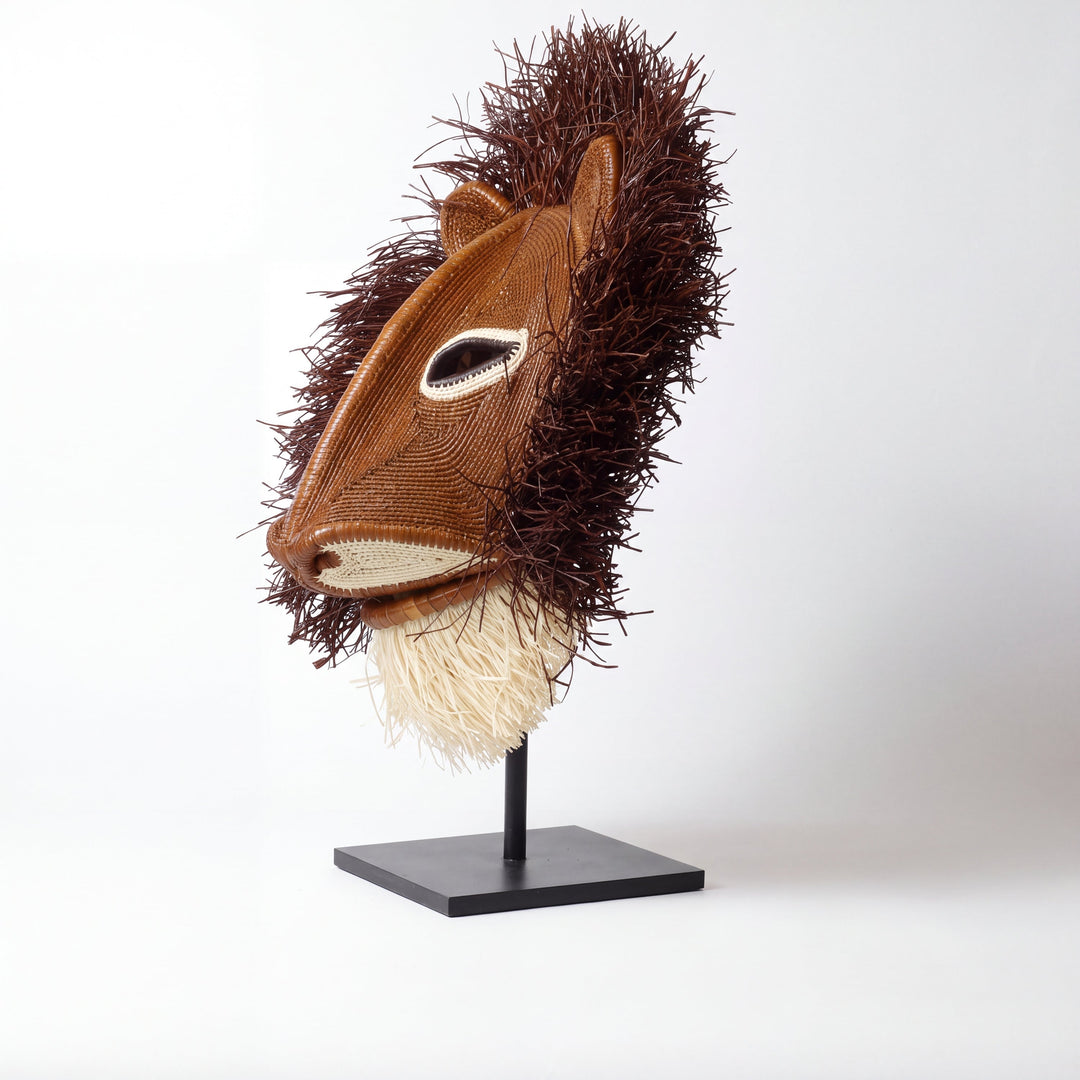 Tawny Lion Woven Mask - Embera Wall Art