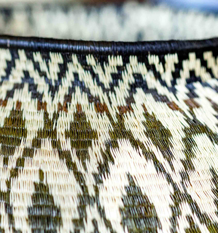 Forest Diamond Wounaan Basket, one of one basket handwoven by Wounaan weavers in Panama, weave detail