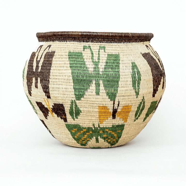 Flight Pattern Wounaan Basket - Handmade Panama Art