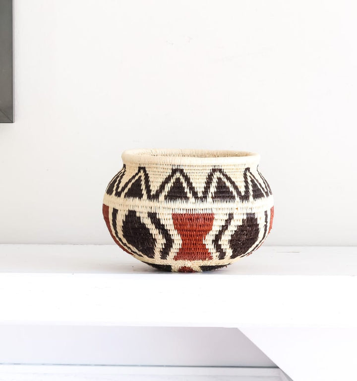 Vintage Triangles Woven Basket