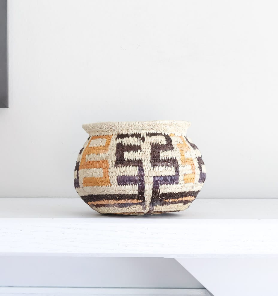 Vintage Orange Woven Basket