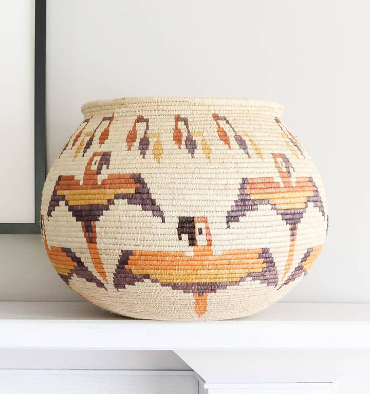 Vintage Macaws Woven Basket