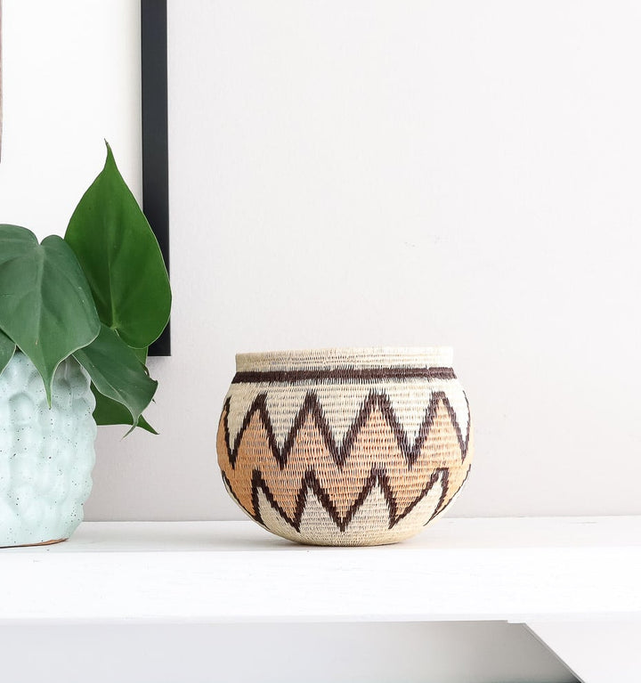 Vintage Orange Lined In Black – geometric motif – woven basket – baskets – handwoven in Panama