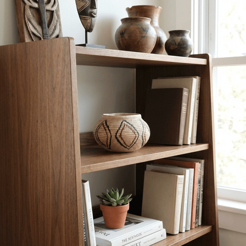 Vintage diamonds mini basket displayed on modern shelf with boho decor styling