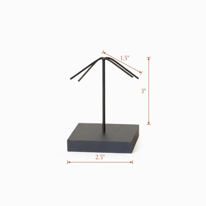 Black mask display stand, Spider Mount, 2.5 inch base, 3 inch pole, four 1.5 inch bendable arms