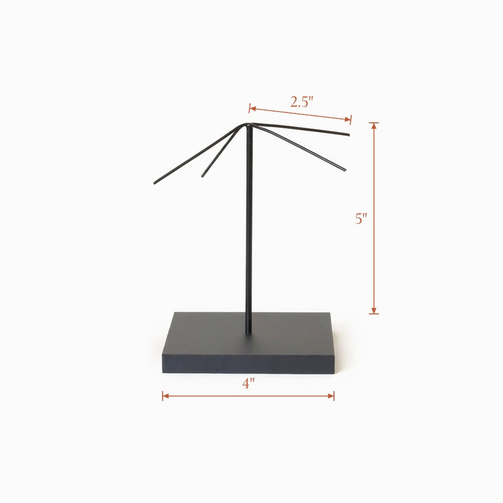 Black mask display stand, Spider Mount, 4 inch base, 5 inch pole, four 2.5 inch bendable arms